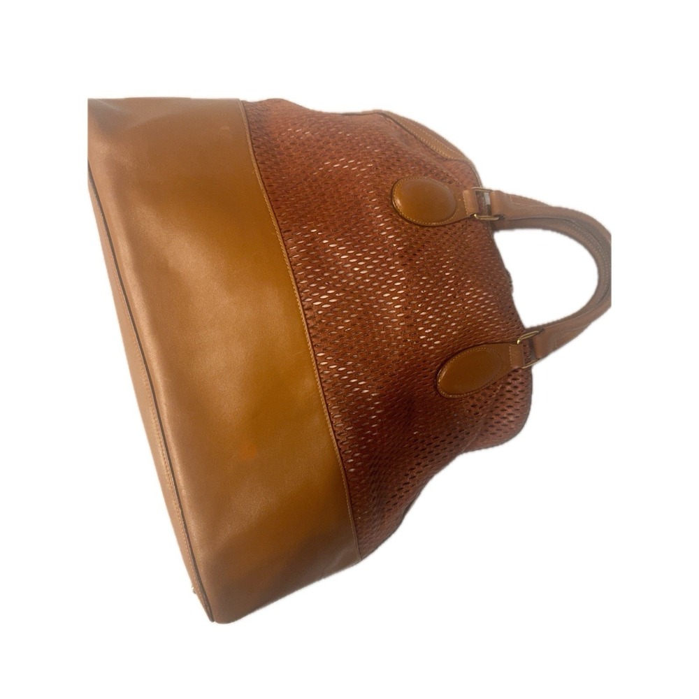 Chloé Brown Leather Perforated Satchel Tote‎ Bag - Picture 2 of 9